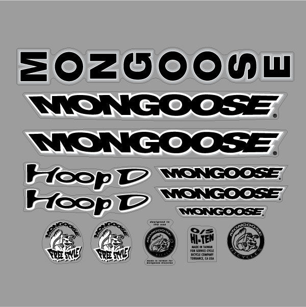 Mongoose - 1999 Hoop D Decal set for chrome frame - old school bmx - Bmx Products AU