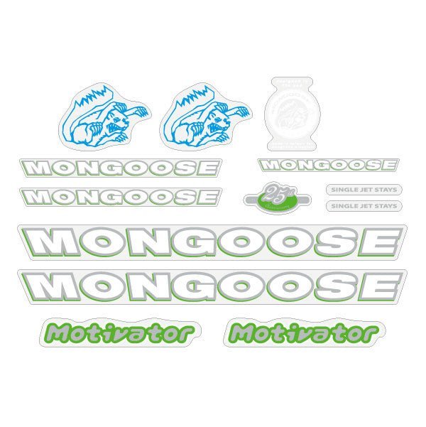 Mongoose - 1999 Motivator for Blue frame - Decal set - old school bmx - Bmx Products AU
