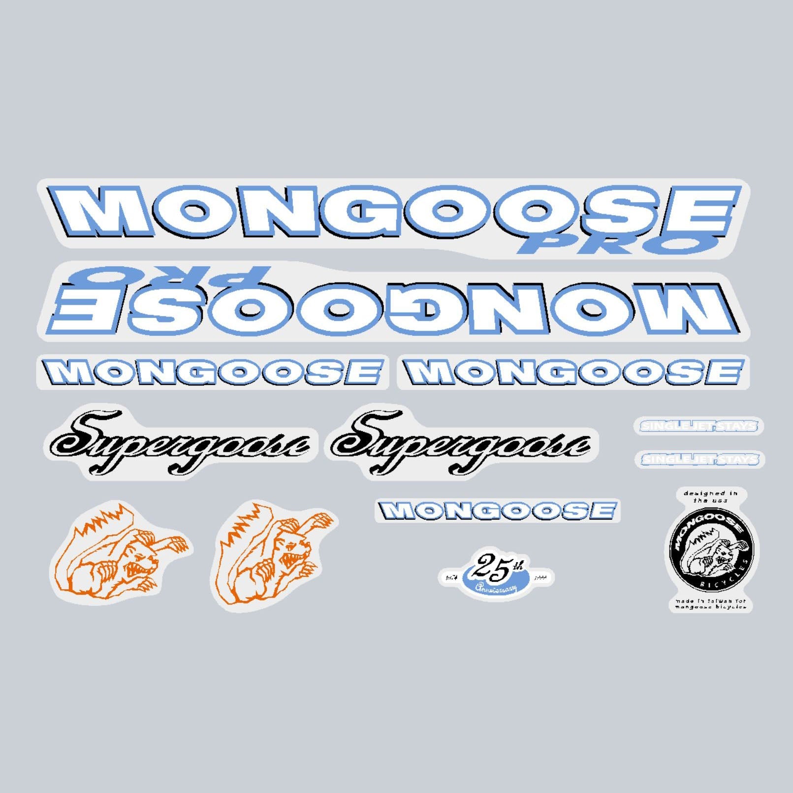 Mongoose - 1999 Supergoose Pro Decal set for copper frame - old school bmx - Bmx Products AU