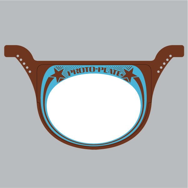 Neal Proto race plate - BROWN with Blue - Old School BMX - Bmx Products AU