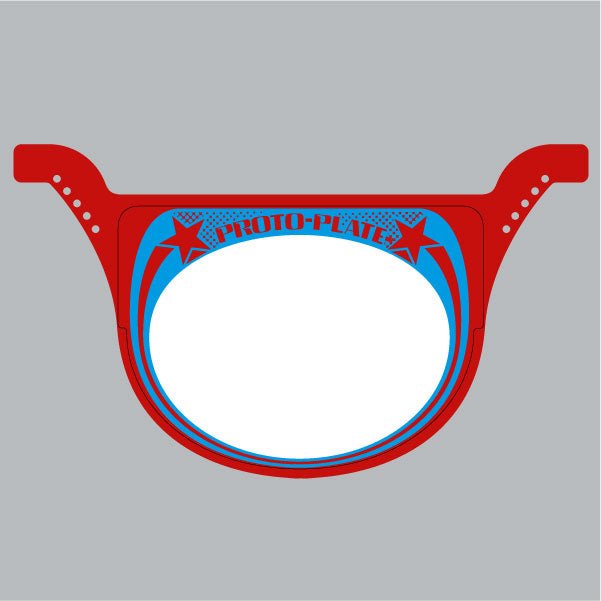 Neal Proto race plate - RED with Blue - Old School BMX - Bmx Products AU