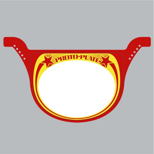 Neal Proto race plate - RED with Yellow - Old School BMX - Bmx Products AU