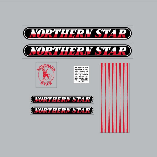 Northern Star - Decal set for White frame - old school bmx - Bmx Products AU
