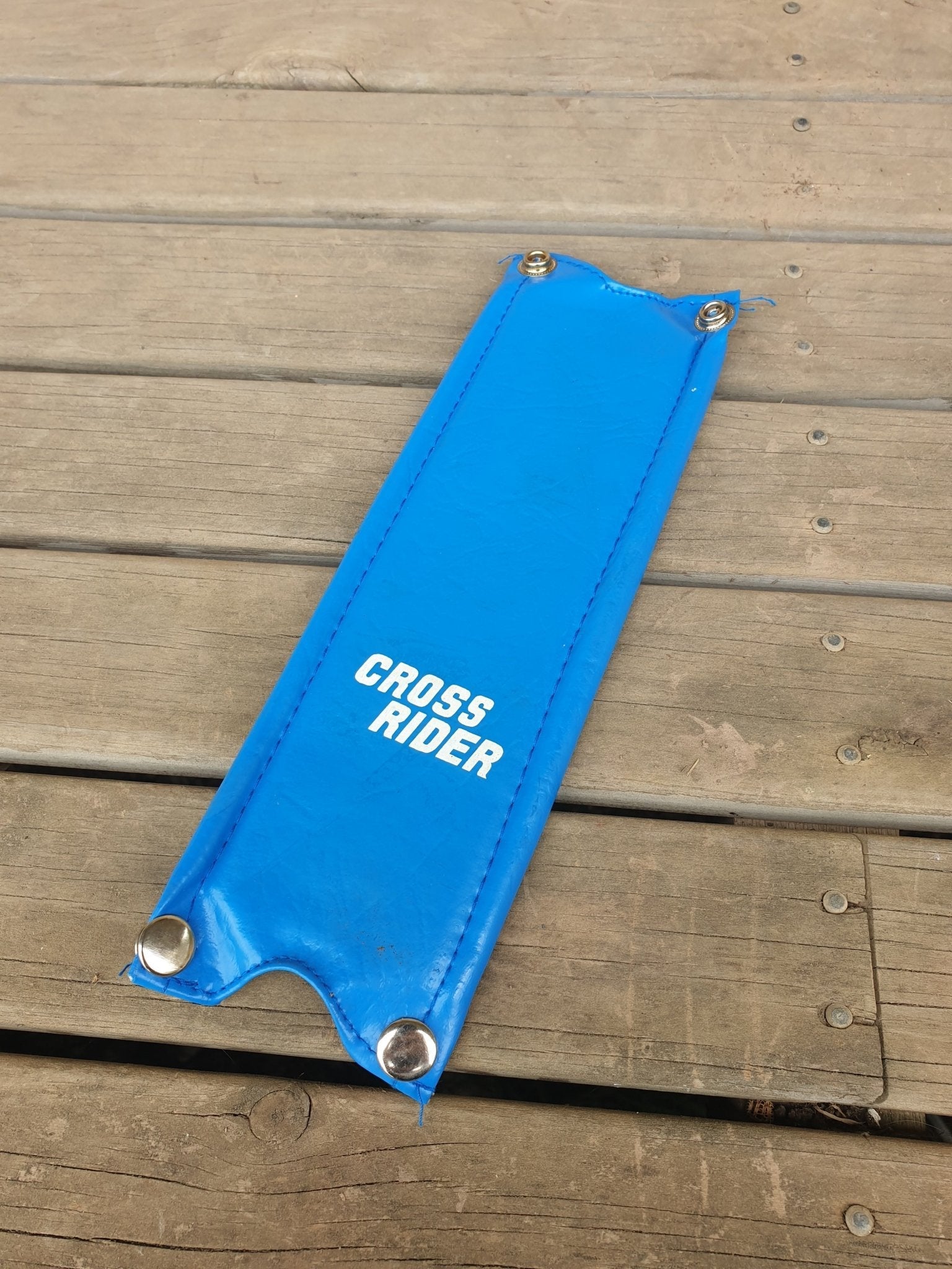 NOS - Crossrider - STEM pad Blue with white lettering - old school bmx - Bmx Products AU