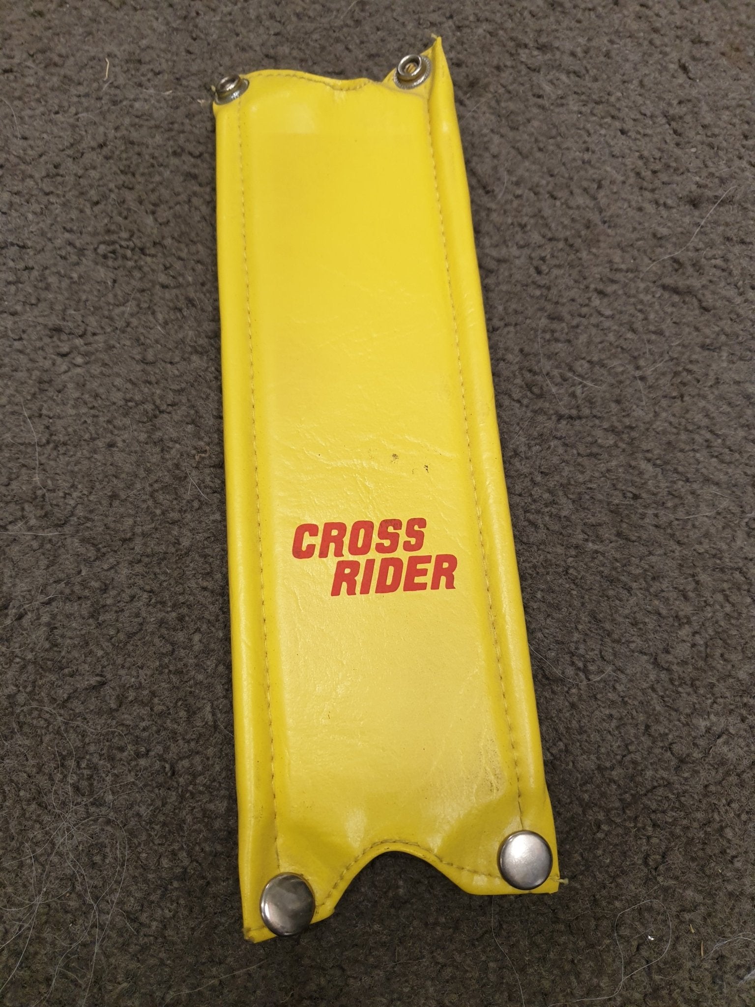 NOS - Crossrider - STEM pad Yellow with red lettering - old school bmx - Bmx Products AU