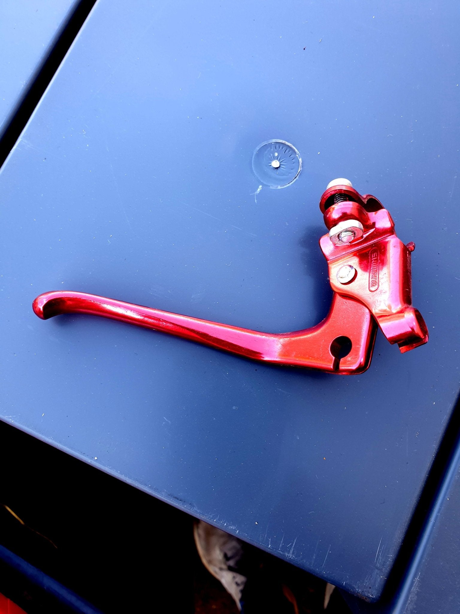 NOS - Shimano Genuine 80's RED Pre - bent Tourney LEFT brake lever - old school bmx - Bmx Products AU