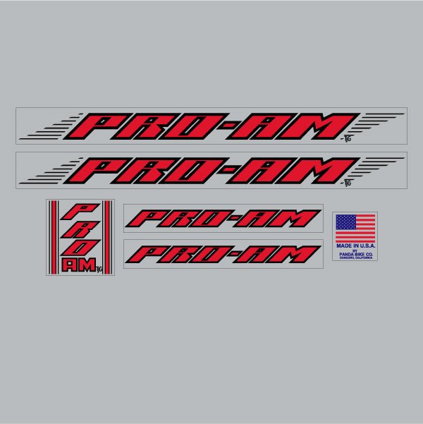 Panda - Pro - AM Black & Red on clear Decal set - old school bmx - Bmx Products AU