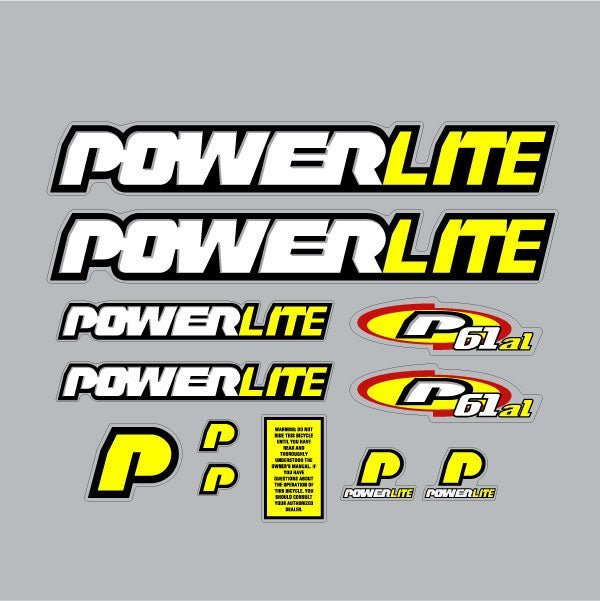 Powerlite - 1995 P61aL Clear decal set - old school bmx - Bmx Products AU