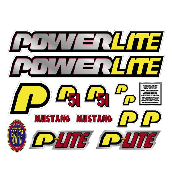 Powerlite - 1998 P51 Mustang Chrome decal set - Bmx Products AU
