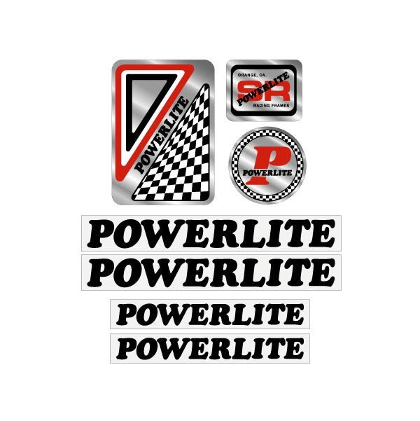 Powerlite - Early Black decal set - old school bmx - Bmx Products AU