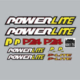 Powerlite - P24 - Red Yellow White Black on Clear decal set - old school bmx - Bmx Products AU