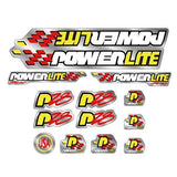 Powerlite - P28 - Red Yellow White Black on Chrome decal set - old school bmx - Bmx Products AU