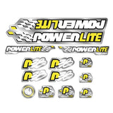 Powerlite - P38 - Yellow White Black on Chrome decal set - old school bmx - Bmx Products AU