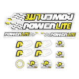 Powerlite - P38 Yellow White Black on Clear decal set - old school bmx - Bmx Products AU