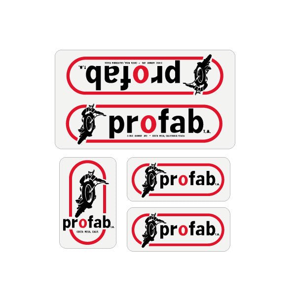 Pro Fab - decal set - Solid Red & Black on White - Old school bmx - Bmx Products AU