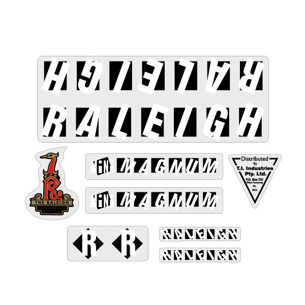 Raleigh - Mini Magnum Aussie decal set - Old school bmx - Bmx Products AU