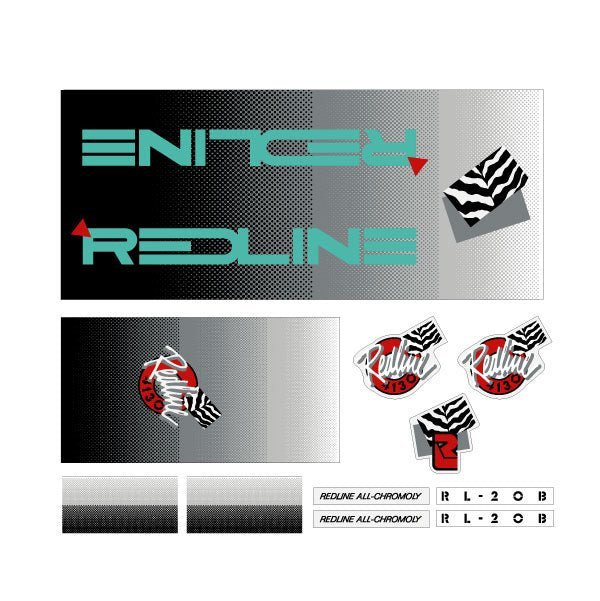 Redline - 1988 RL20B - Black grey KIWI Decal set - Old school bmx - Bmx Products AU