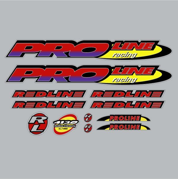 Redline - 1995 - PROLINE - For Chrome frame Decal set - Old school bmx - Bmx Products AU