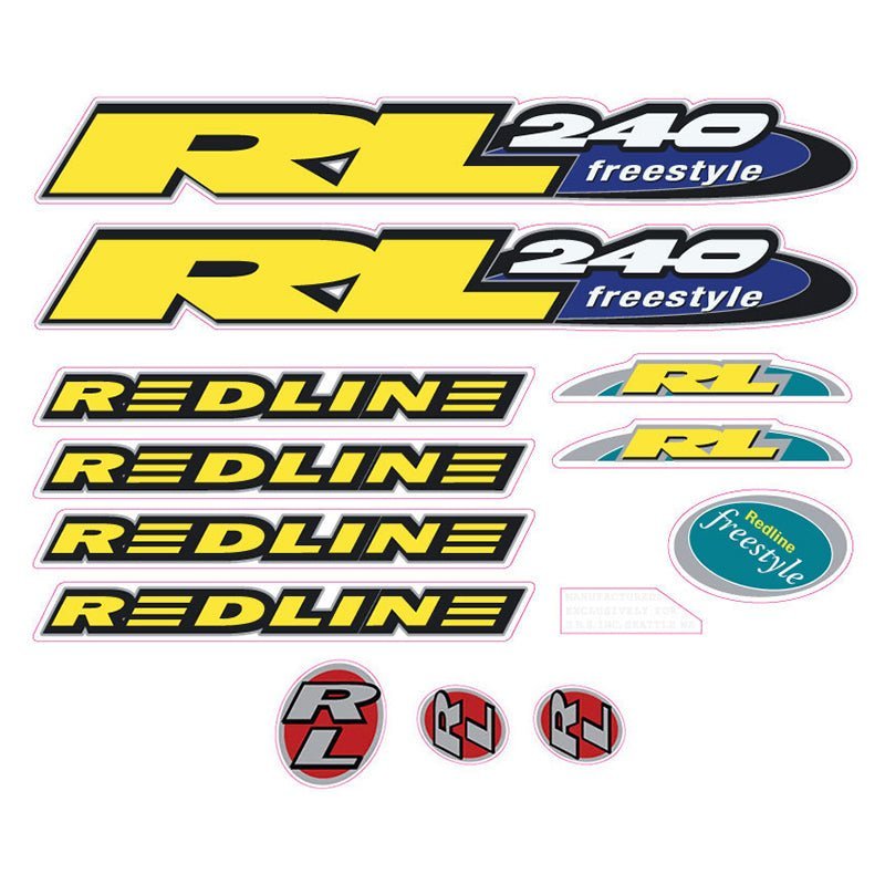 Redline - 1995 - RL240 for chrome frame - Decal set - Old school bmx - Bmx Products AU