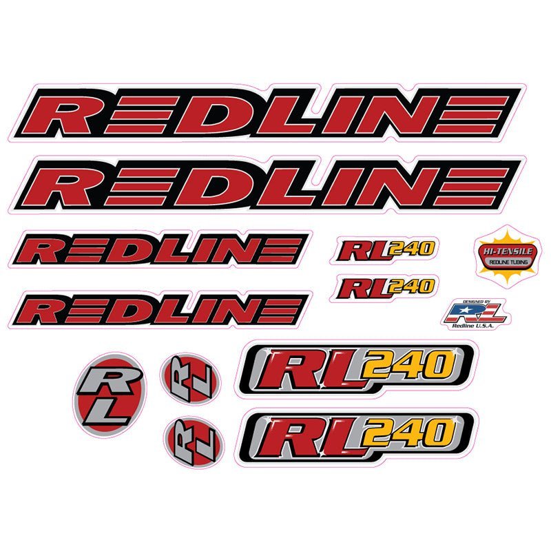 Redline - 1996 - RL240 for chrome frame - Decal set - Old school bmx - Bmx Products AU