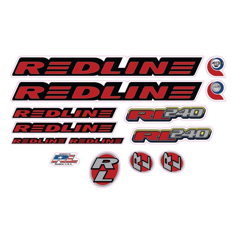 Redline - 1997 - RL240 for chrome frame - Decal set - Old school bmx - Bmx Products AU