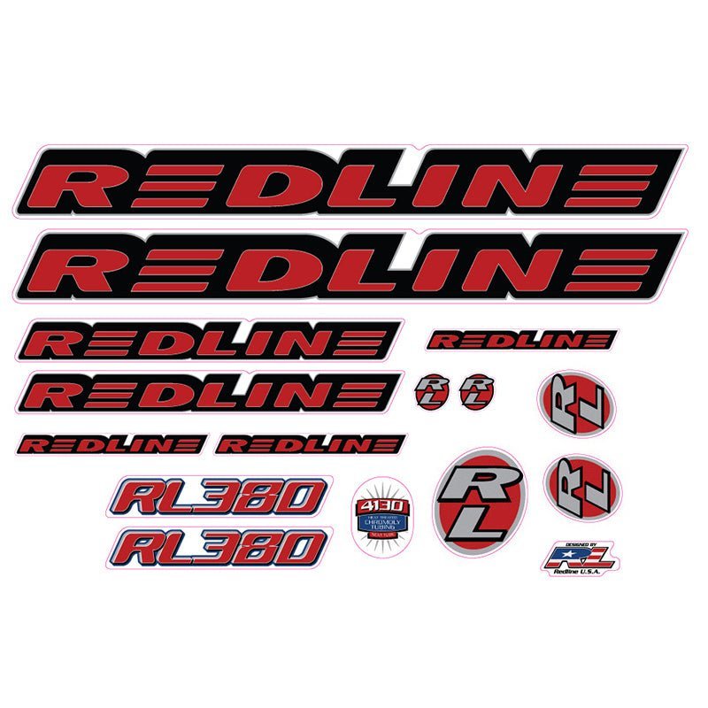 Redline - 1998 - RL380 for chrome frame - Decal set - Old school bmx - Bmx Products AU