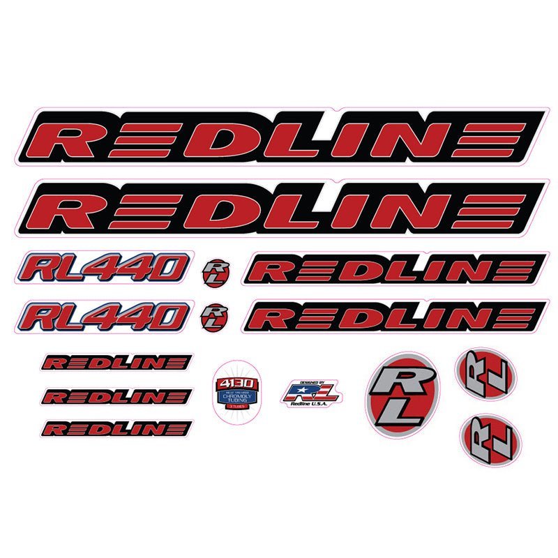Redline - 1998 - RL440 for chrome frame - Decal set - Old school bmx - Bmx Products AU