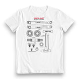 Redline - 80's Flight Cranks box art logo - White Tshirt - old school bmx - Bmx Products AU
