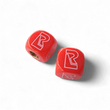 Redline - R Logo Dice Tire Valve Caps (Pair) - RED - old school bmx - Bmx Products AU