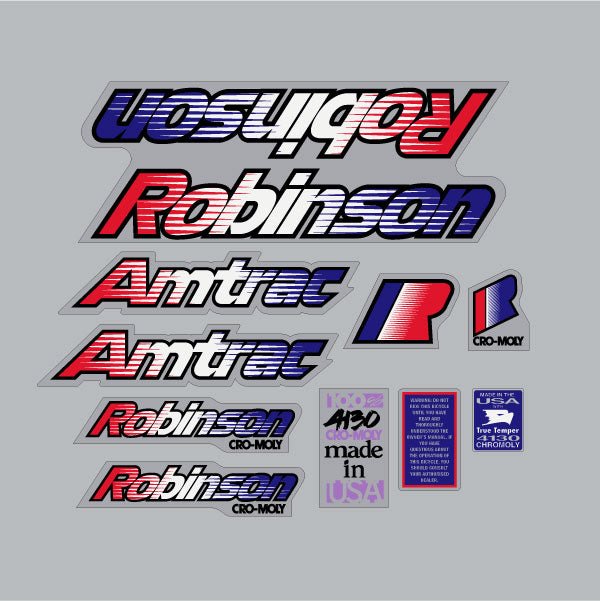 Robinson - 1990 Amtrac decal set - on clear - old school bmx - Bmx Products AU
