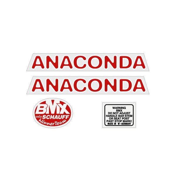 Schauff - Anaconda Red white on clear decal set - Old school bmx - Bmx Products AU