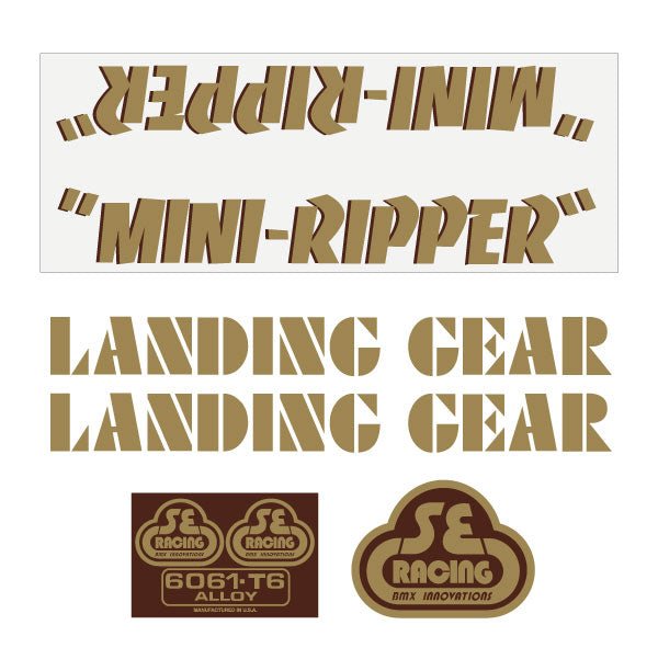 SE Racing - 80'S Mini Ripper decal set in gold with brown drop shadow - Old school bmx - Bmx Products AU