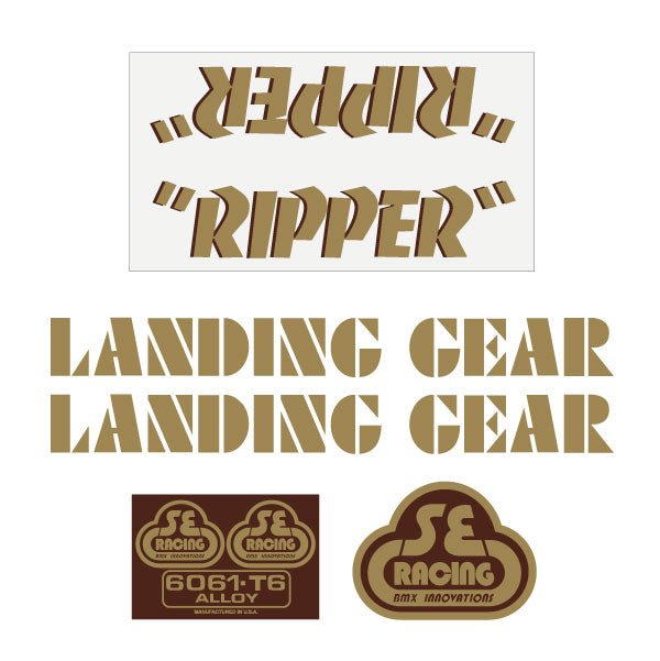 SE Racing - 80'S Ripper decal set in gold with brown shadow - Old school bmx - Bmx Products AU