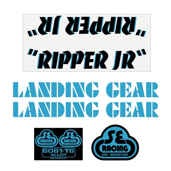 SE Racing - 80'S Ripper JR decal set in black with blue drop shadow - Old school bmx - Bmx Products AU