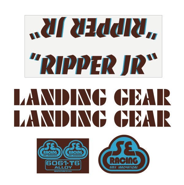 SE Racing - 80'S Ripper JR decal set in brown with blue drop shadow - Old school bmx - Bmx Products AU