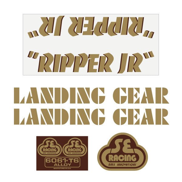 SE Racing - 80'S Ripper JR decal set in gold with brown drop shadow - Old school bmx - Bmx Products AU