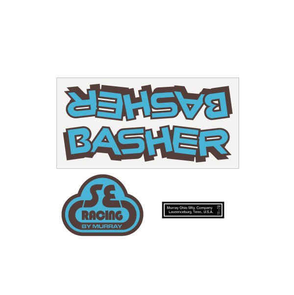 SE Racing - Basher by Murray decal set in baby blue with brown shadow - Old school bmx - Bmx Products AU