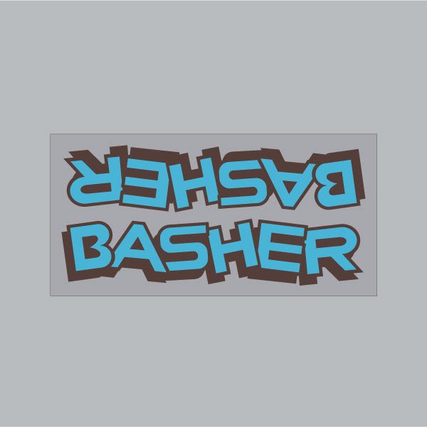 SE Racing - Basher Downtube decal in baby blue with brown shadow - Old school bmx - Bmx Products AU