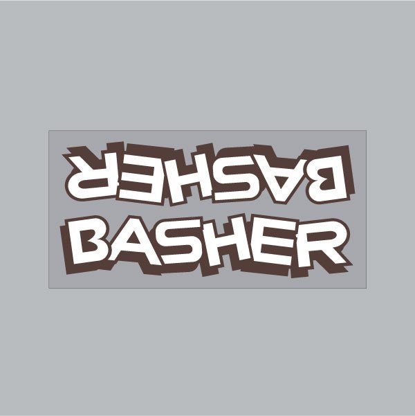 SE Racing - Basher Downtube decal in White with Brown shadow - Old school bmx - Bmx Products AU