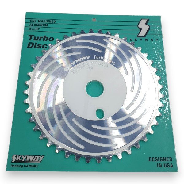 SKYWAY - Turbo disc 44T Sprocket in WHITE - old school bmx - Bmx Products AU