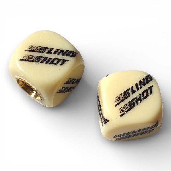 Sling Shot - Logo Dice Tire Valve Caps (Pair) - BONE WHITE - old school bmx - Bmx Products AU