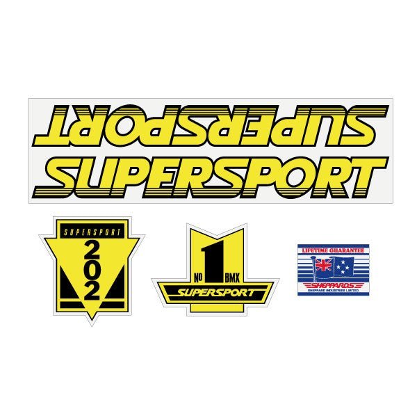 SuperSport - 202 Yellow & Black decal set - old school bmx - Bmx Products AU