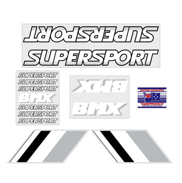 SuperSport - Silver Freestyle decal set - old school bmx - Bmx Products AU