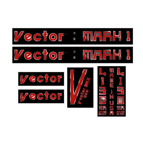 Vector - Mark 1 - Black on chrome decal set - old school bmx - Bmx Products AU