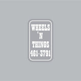 Wheels 'N Things - White seat tube decal - old school bmx - Bmx Products AU