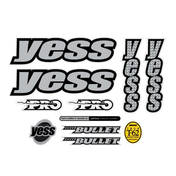 YESS - Pro Silver Bullet decal set - old school bmx - Bmx Products AU