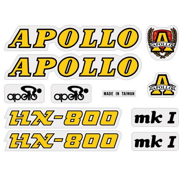Apollo - MK1 - Yellow on clear - decal set - old school bmx - Bmx Products AU