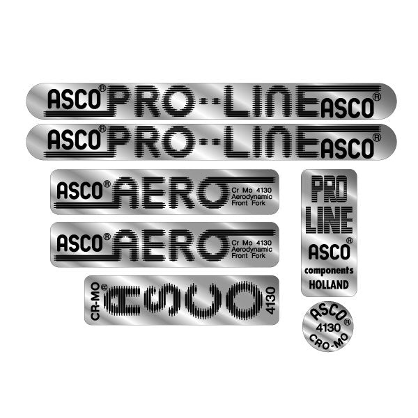 ASCO - PRO - LINE on chrome - decal set - old school bmx - Bmx Products AU
