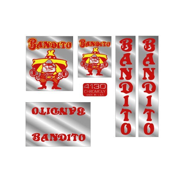 Bandito - Red and Yellow "Small Downtube version" on Chrome decal set - old school bmx - Bmx Products AU