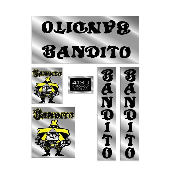 Bandito - Yellow and Black on Chrome decal set - old school bmx - Bmx Products AU